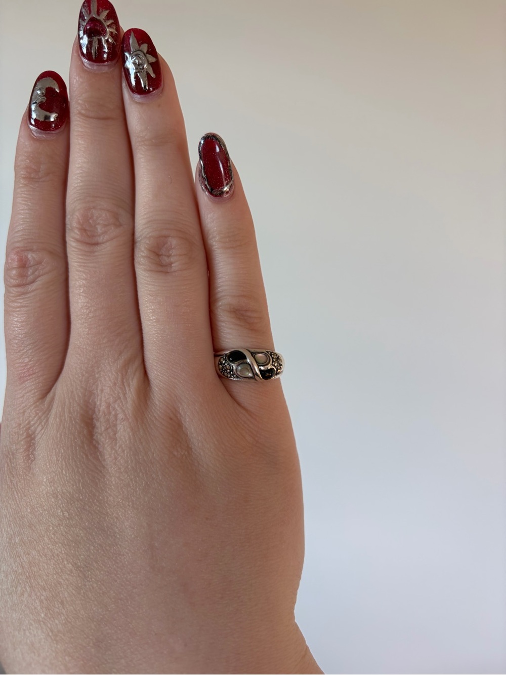 Vintage Silver Statement Ring with Black Stone